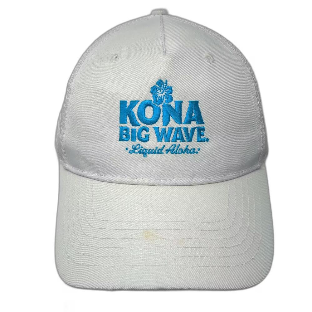 Quake City Caps Baseball Cap White Blue OS Kona Big Wave Liquid Aloha Mesh Hat